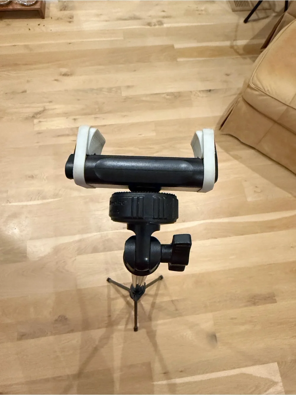 Compact Black Smartphone Tripod with Adjustable Phone Mount